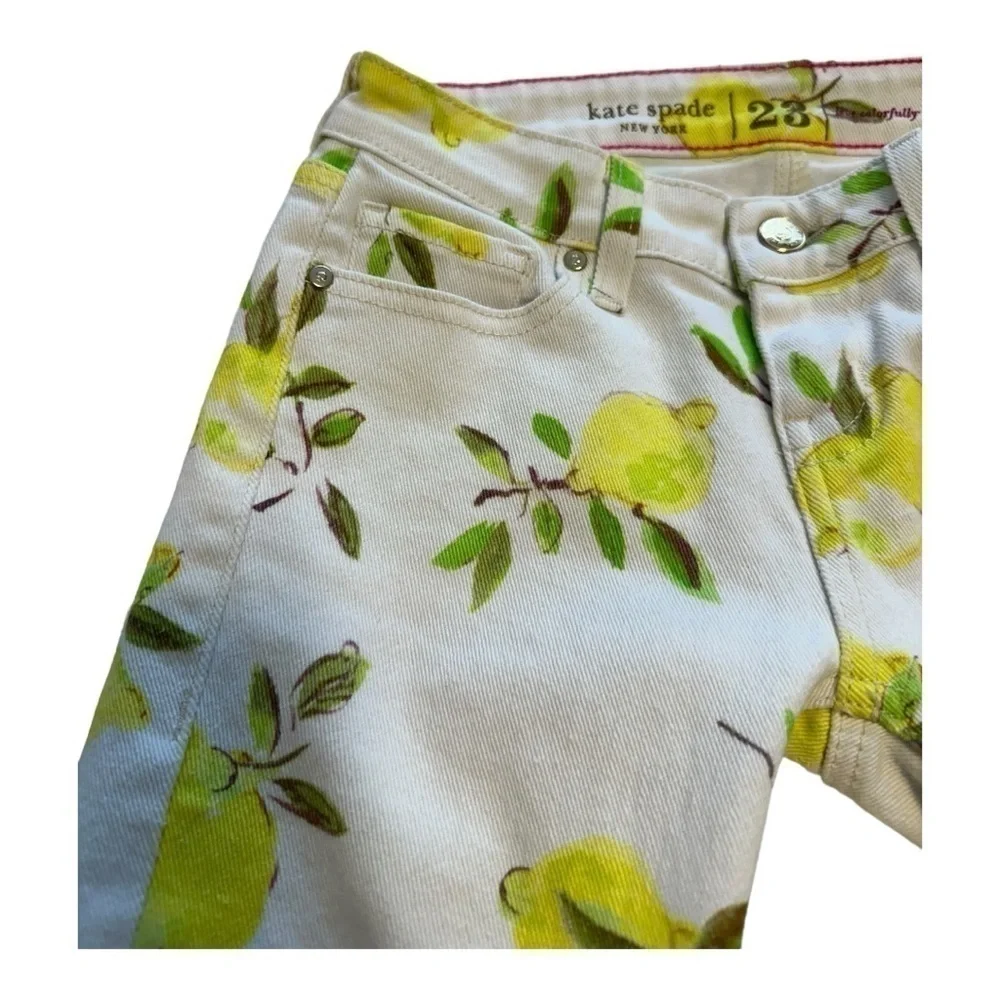 Kate Spade Ankle Length Skinny Jeans With Lemon Print - Size 23 - Picture 5 of 14